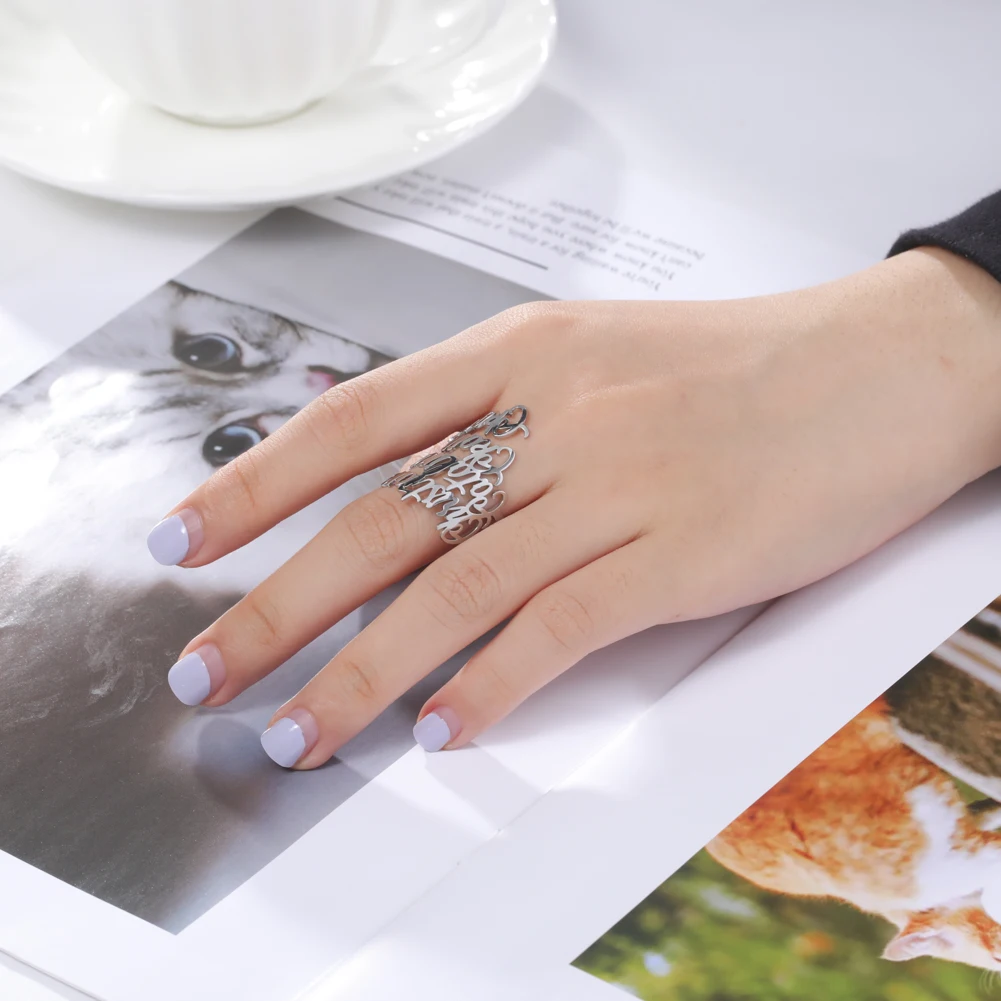 Fishhook nestandartní 3 dvojitý označit prst prsten personalizované čeleď manželé láska dar pro ženy muži zlato barva nerez ocel šperků