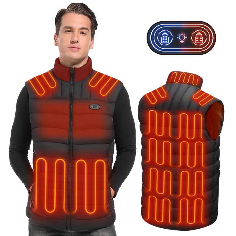 TODWARM Heated Vest intelligence Lights out Waterproof Body Warm usb 7.4V 5v Battery Men Heated Vest Jacke