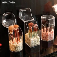 Acrylic Makeup Brush Holder Makeup Organizer Cosmetic Holder Pencil Lipstick Desk Container Table Transparent Makeup Storage Box 1
