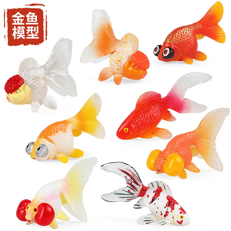 

Simulated Marine Animal Model Red Crowned Goldfish Bubble Goldfish Look Sky Dragon Koi Children's Cognitive Toy Ornaments