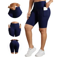 Solid Color Women Shorts with 3 Pockets Butt Lifting Workout Tights Stretch Athletic Five-pointed Pants Outdoor Fitness Shorts - Image 2