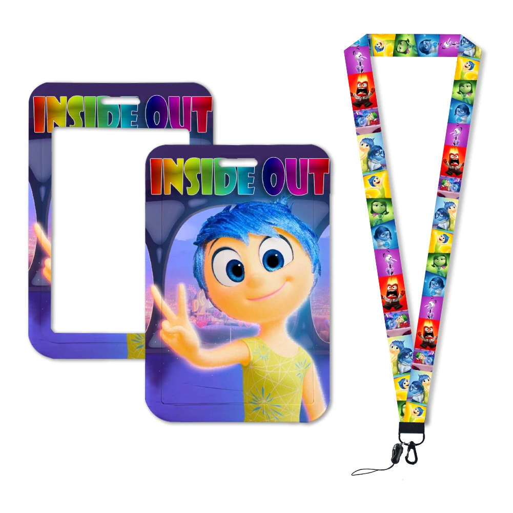 Key Case Key Holder Key Organizer Key Protector Card Case Holder Inside Out 2 Joy Sadness Anger Disgust Fear Lanyards Funny Badge Holder ID Card Hang Rope Lanyards Gifts Accessories