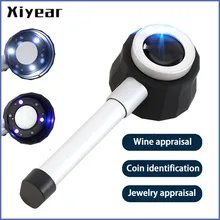 

45X Magnifier Loupe Lens With Scale LED UV Light Handheld Reading Holding Metal Magnifying Glass For Jewelry Repair
