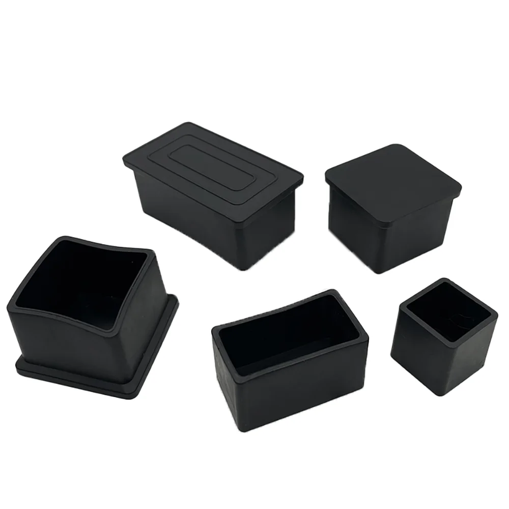 Square Chair Legs Caps Rubber Rectangle Table Foot Cover Pipe Plugs Dust Cover Socks Floor Protector Furniture Leveling 4/6/8pcs