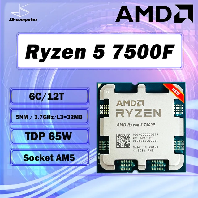 NEW AMD Ryzen 5 7500F R5 7500F 3.7GHz 6-Core 12-Thread CPU Processor 5NM  L3=32M 100-000000597 Socket AM5 Origin - AliExpress