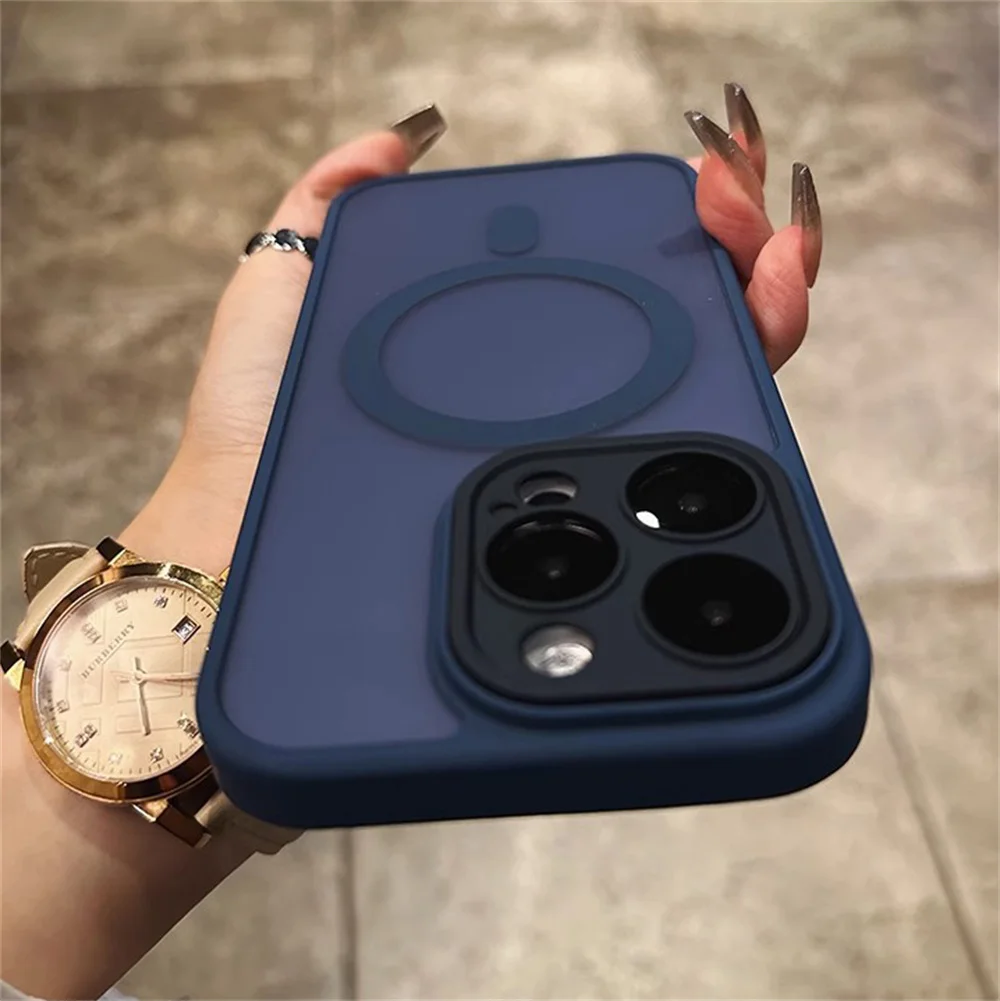 Luxury Matte Armor Magnetic Wireless Charging Case - Shockproof Hard Cover