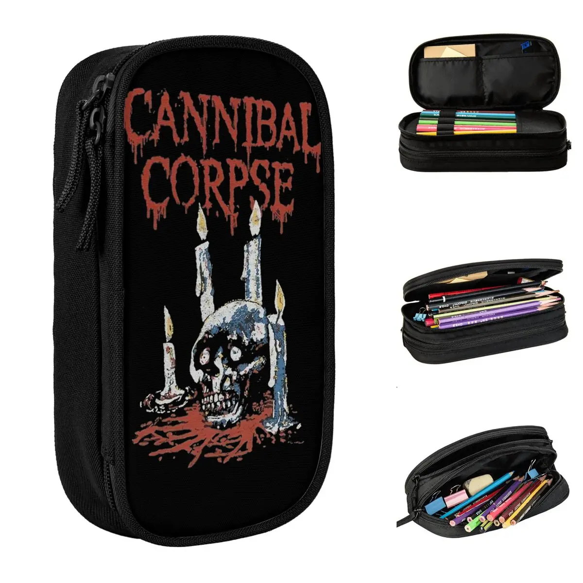 

Rock CANNIBAL CORPSE Band Ritual Candles Pencil Case death metal Pen Holder Pencil Bags Student Big Capacity School Pencil Box