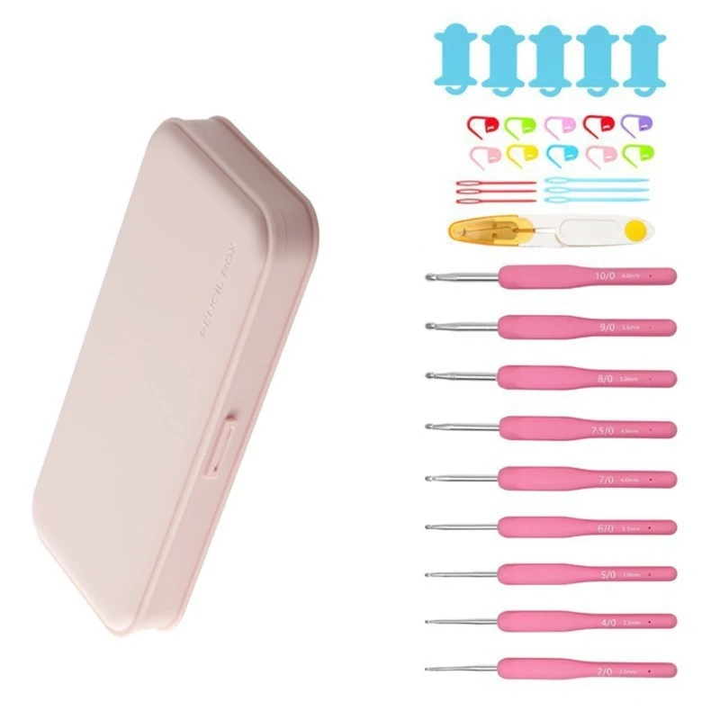 뜨개질을 하는 원사 공예 프로젝트에 대 한 뜨개질 마커 바느질 바늘과 9Pcs 대형 실리콘 크로 셰 뜨개질 후크 바늘