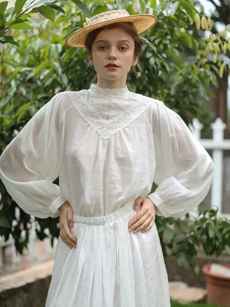 140cm-bust-spring-summer-2024-women-elegant-loose-lace-patchwork-mori-kei-girl-comfortable-cotton-linen-blouse-shirts