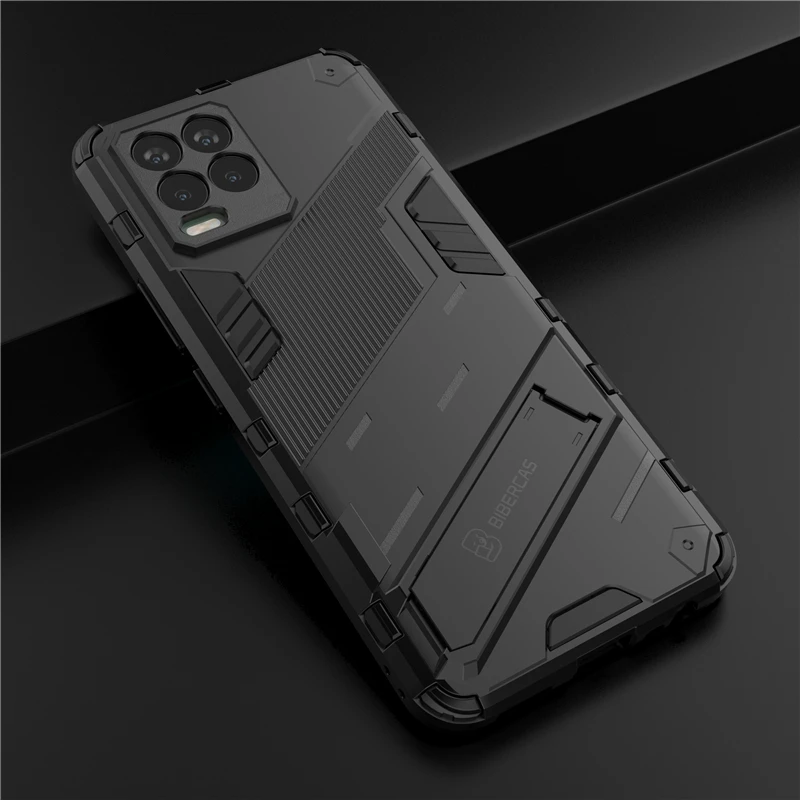 Custodia DOINK Per Realme 8 4G / Realme 8 PRO: Cover Rugged In PC+TPU Con Cavalletto, Antiurto, Colore Nero - 2