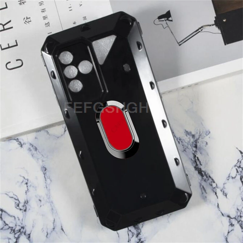 Rugged Back Ring Holder Bracket Phone Case with TPU Soft Silicone