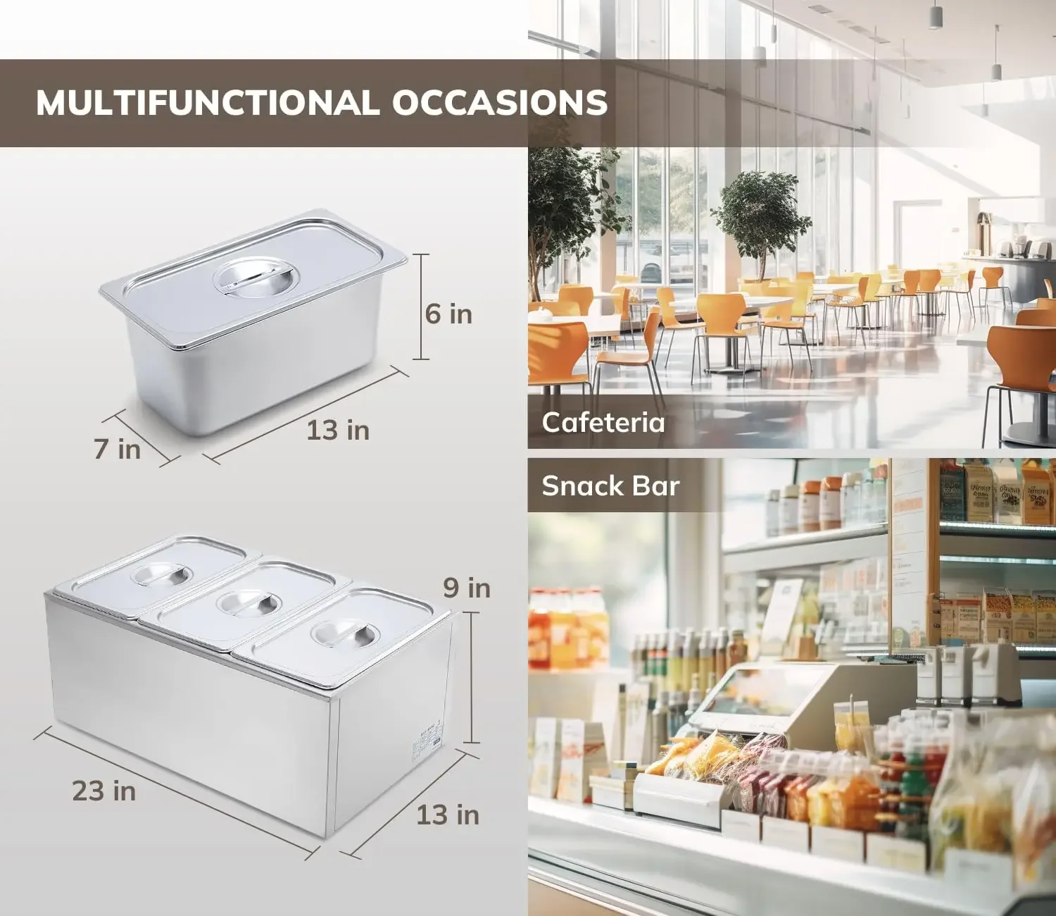 Commercial Grade Stainless Steel Bain Marie Buffet Food Warmer Steam Table for Catering and Restaurants, Good for Parties Buffet 4
