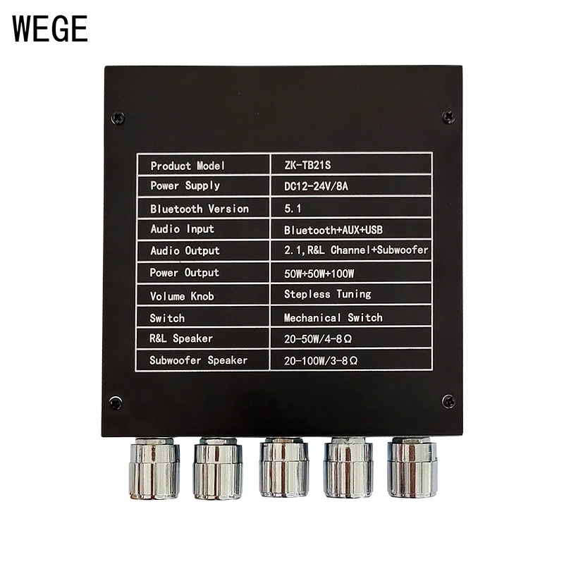 WEGE ZK-TB21S TB21 MT21S MT21 2.1 Channel 2*50W + 100W TPA3116D2 BT Audio Amplifier Power Subwoofer Treble AMP Wuzhi Audio APP audio amplifier board audio speaker