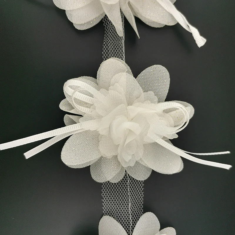 (10pcs/roll)80mm Chiffon Streamer Flower Lace Fabric Dress Clothing Accessories Hairpin Making Handmade DIY Crafts Materials