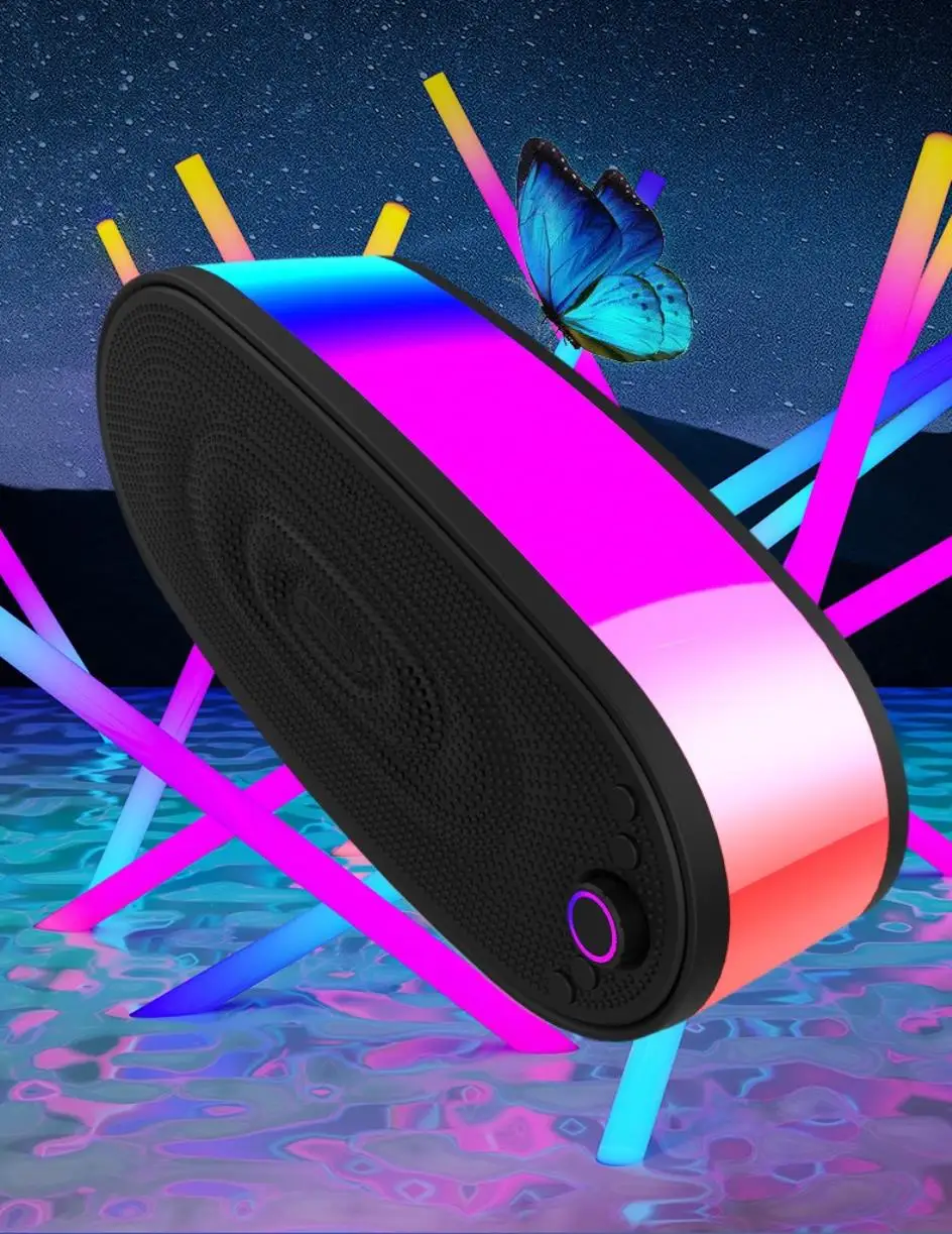 New Wireless Bluetooth 5.2 Speaker LED Light Surround Stereo Sound Band RGB Light Heavy Bass High Volume Home Game Sound System