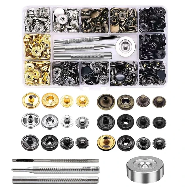 120sets Leather Snap Press Button Fasteners Kit 12.5mm Metal Heavy Duty  Snaps Black, Gold,Silver,Bronze With Install Tool - AliExpress