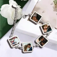 Bracelets personnalisés avec 5 photos, bijoux avec pendentif photo personnalisé, bracelet avec pendentif logo, cadeau commémoratif significatif 6