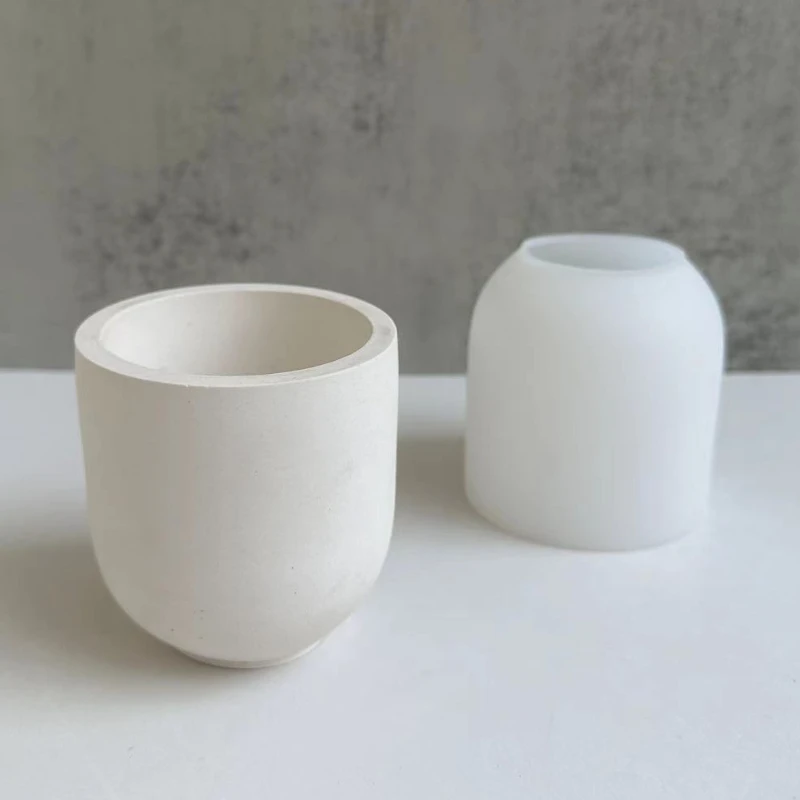 Concrete Candle Jar Silicone Mold DIY Round Succulent Flower Pot Plaster Epoxy Resin Storage Box Craft Molds Home Decor Supplies silicone mold