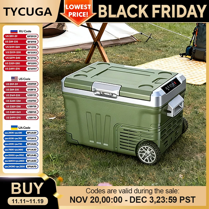 ตู้เย็นพกพาสำหรับรถยนต์ ตู้แช่แข็งสำหรับตั้งแคมป์กลางแจ้ง ความจุ 50 ลิตร เหมาะสำหรับการเดินทางไกล จัดเก็บอาหารและเครื่องดื่ม ใช้ได้ทั้งในบ้านและนอกบ้าน 1