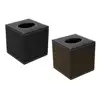 PU Leather Square Facial Tissue Box Cover Elegant Countertop Tissue Container Paper Napkin Holder for Home Living Room 2