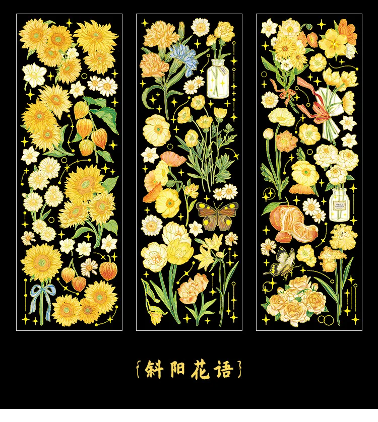 3 pcs Bronzing Flowers Stickers aesthetic 7 Saf649e9d1d3e4d238a0716da18d0a07f5