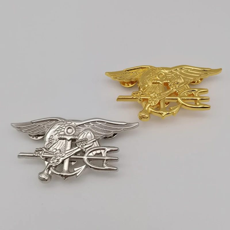 

Брошь в виде морских котиков США, значок Trident Warfare, значки США, золотистая/Серебристая брошь с орлом
