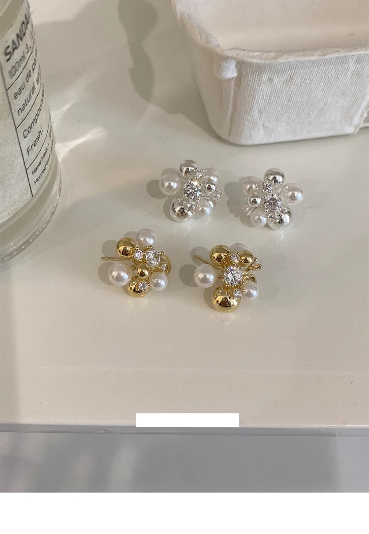 Neues Design, Zirkon-Blumenkugel-Metallohrringe, elegante Accessoires für Damen und Mädchen auf Weihnachtsfeiern, 2024, Modeschmuck – Detail 3
