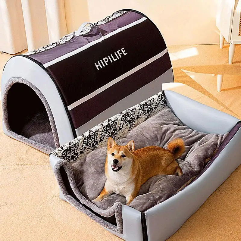 

Indoor Dog House Cave Non-Slip Cozy Dog Cave Bed Foldable Removable Warm House Nest With Mat For Small Medium Cat Animal Kennel