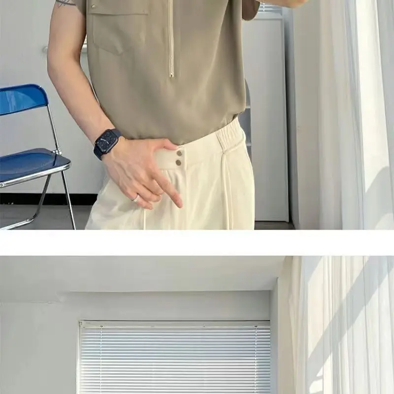 Spring Autumn KPOP Fashion Style Harajuku Slim Fit Trousers Loose All Match Thin Style Casual Pants Solid Pockets Button Pants