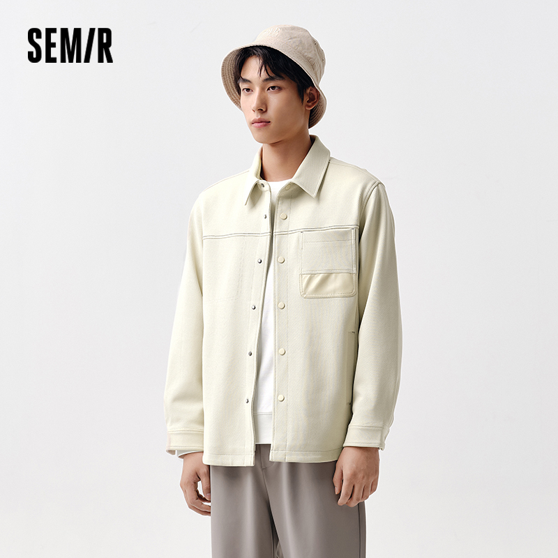 Semir Outerwear Men 2024 Spring New Lapel Simple Solid Color Stretch Top Fashionable Classic