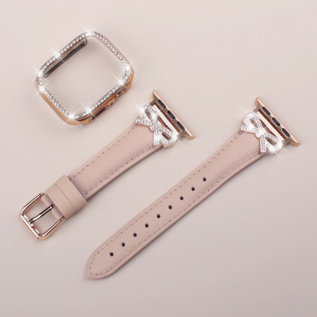 Elegant Bow Strap with Diamond Case for Women's Smartwatch Accessories