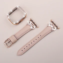 Elegant Bow Strap with Diamond Case for Women's Smartwatch Accessories (Pink)