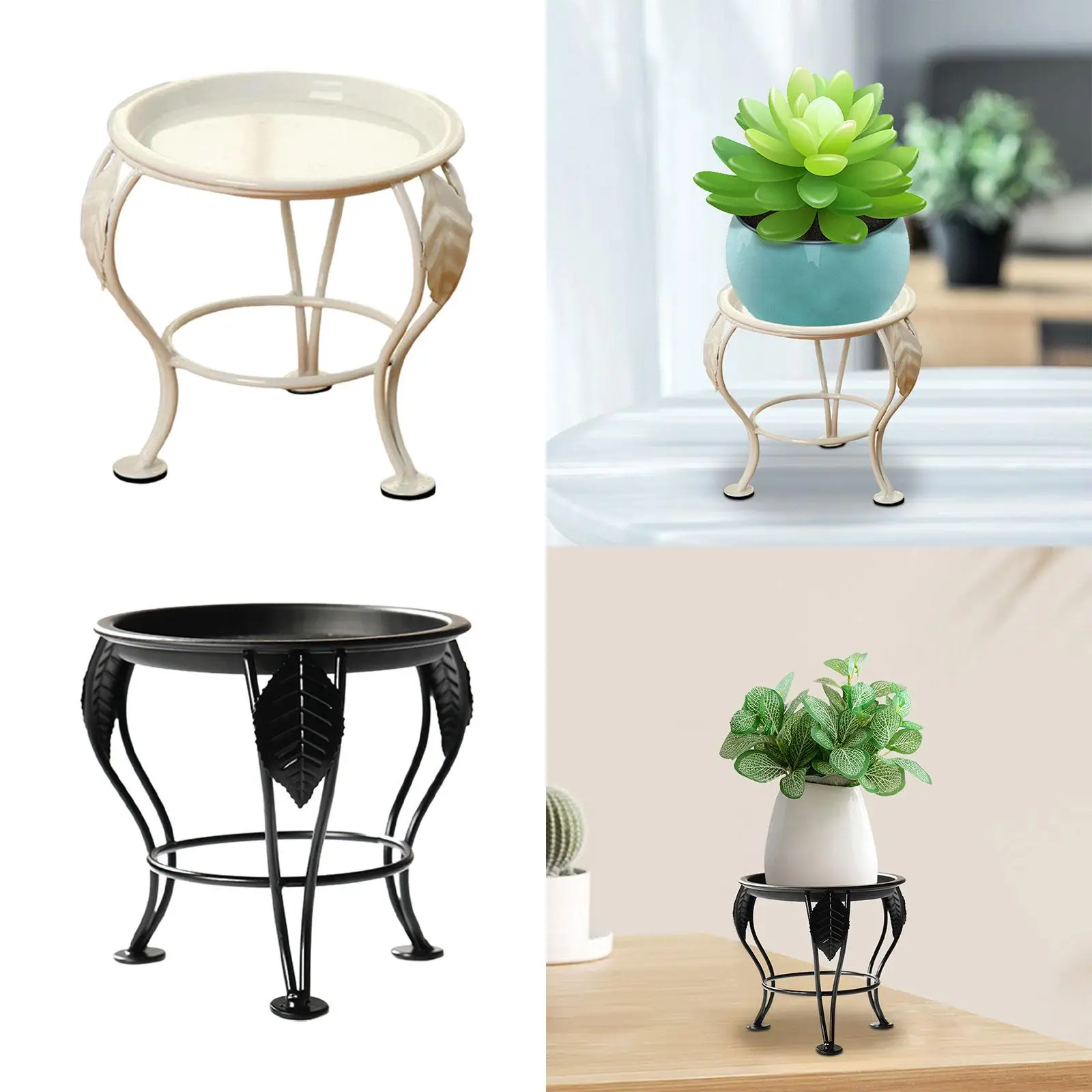 Metal Round Plant Display Potted Rack Tripod Bracket Multifunctional 5.3x5.3inch Planter Storage Rack for Balcony Plant Stand