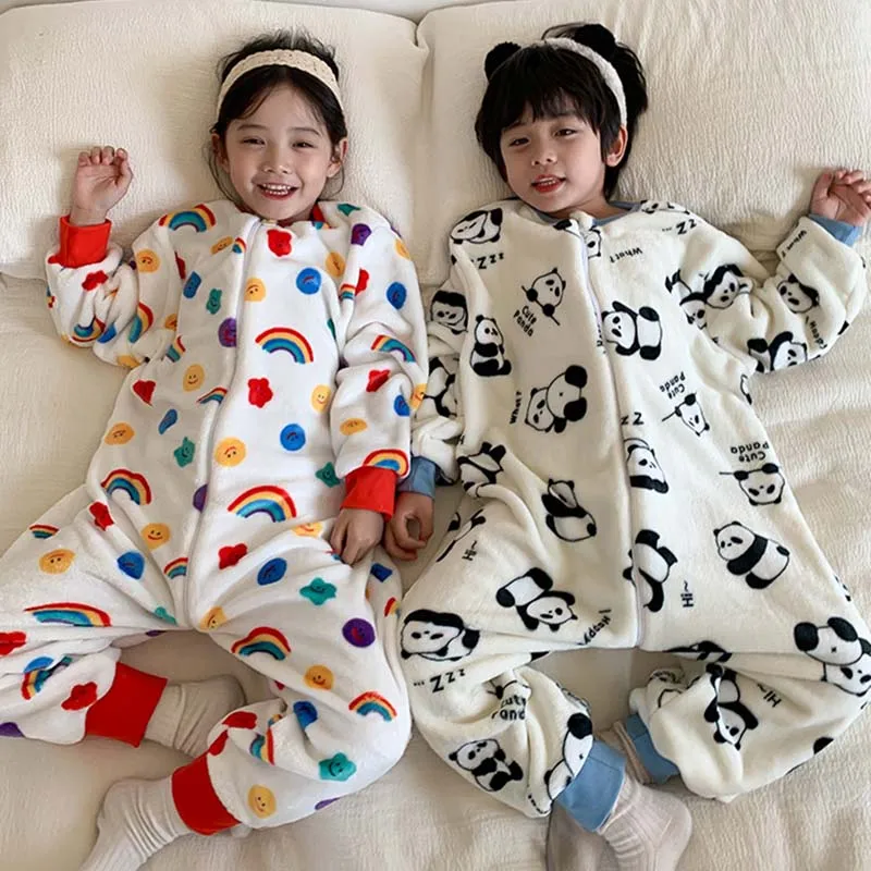 Cartoon Flannel Fleece Children Baby Sleeping Bag Sack Warm Winter Clothes Toddler Sleepsack Pajamas For Girls Boys Kids 2-6T kids pajamas