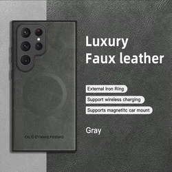 Luxurious Magnetic Leather Phone Case with Wireless Charging and Shockproof Protection - Galaxy S20+ (GRAY)
