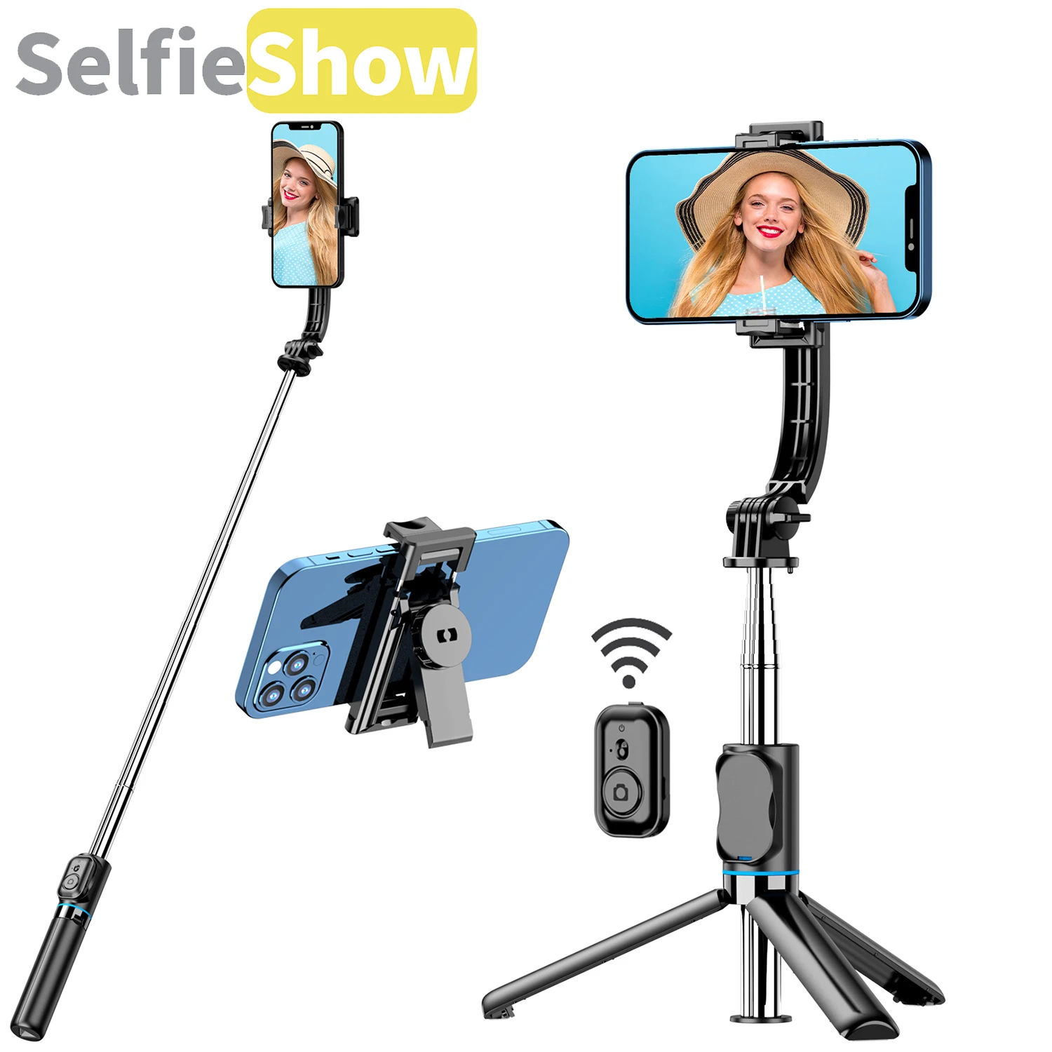 Selfieshow C01 Detachable Phone Clip BluetoothRemote Control Selfie Stick Tripod selfie stick tripod selfie stick sports camera selfie stick cell phone selfie stick smartphone selfie stick phone selfie tripod Portable Tripie Stabilizer Stand for Cell Phone