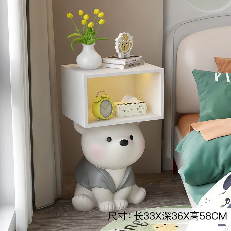 Cartoon Bear Statue Nightstand Children's Room Bedside Storage Cabinet Creative Bedroom Furniture Bedside Table Home Accessories