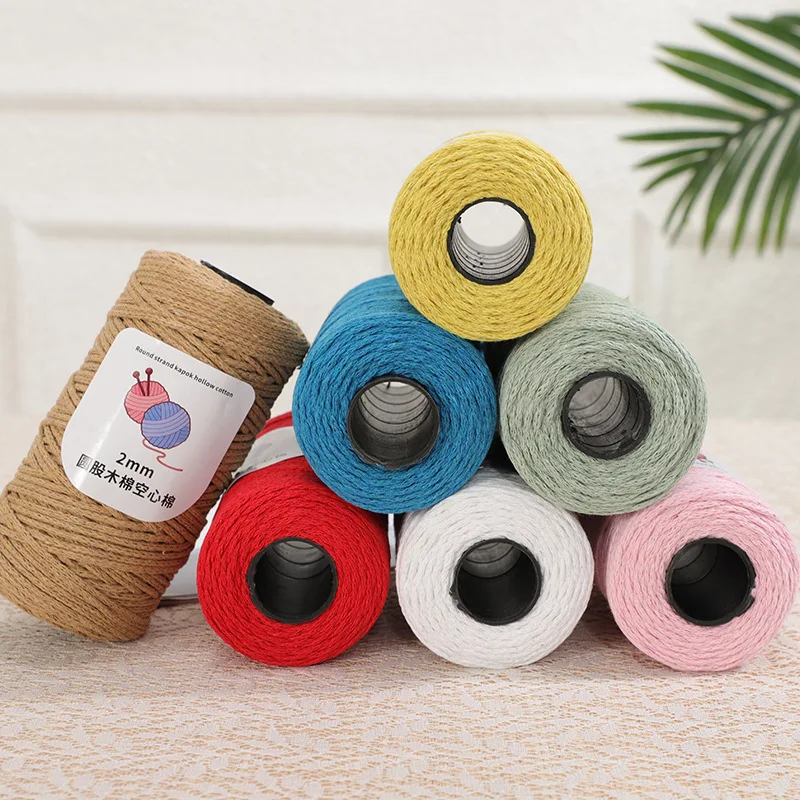 2mm 150 Meters Round Cotton Hand Knitting Yarn for Bag Hat Crocheting Cotton Macrame Cord Chunky Yarn DIY Blankets Crafts 3