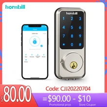Hornbill eletrônico wi fi inteligente fechadura da porta senha ttlock bluetooth app chave desbloquear fechaduras usb carga de emergência para apartamento casa