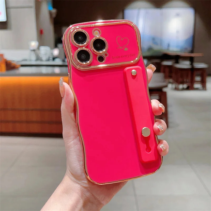 Glitter Camera Protection Luxury Jellewed Heart Holder Liquid Soft Phone Case For iPhone 11 12 13 14 15 16 Plus Pro Max Cover_voghion.com