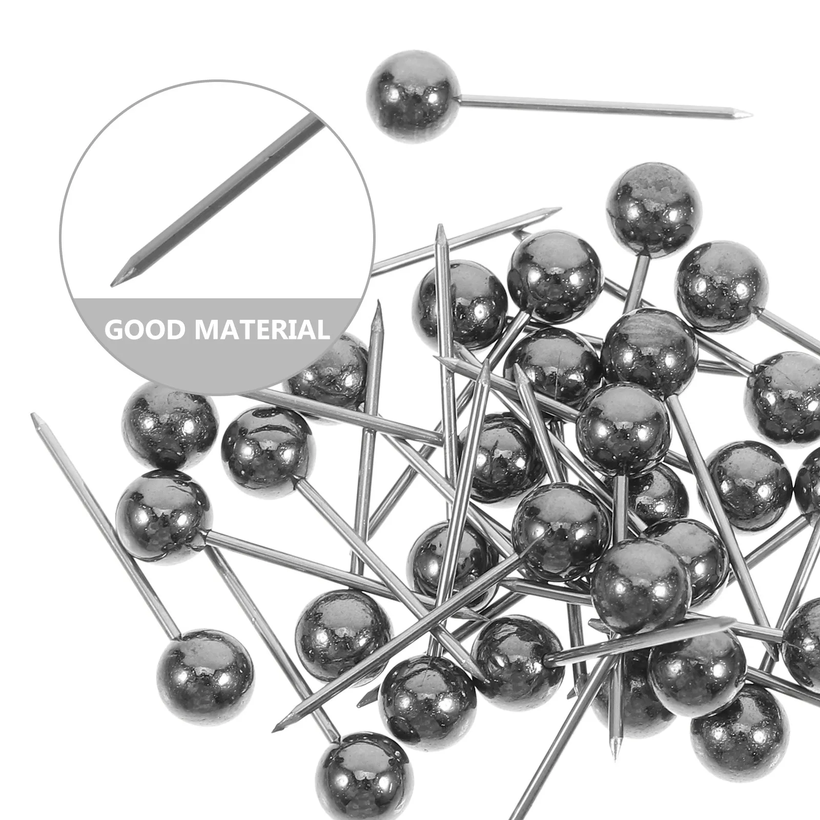 200개 플라스틱 원형 헤드 푸시핀, 전기도금된 헤비 듀티 대형 헤드핀, 지도, 사진, 코르크보드 장