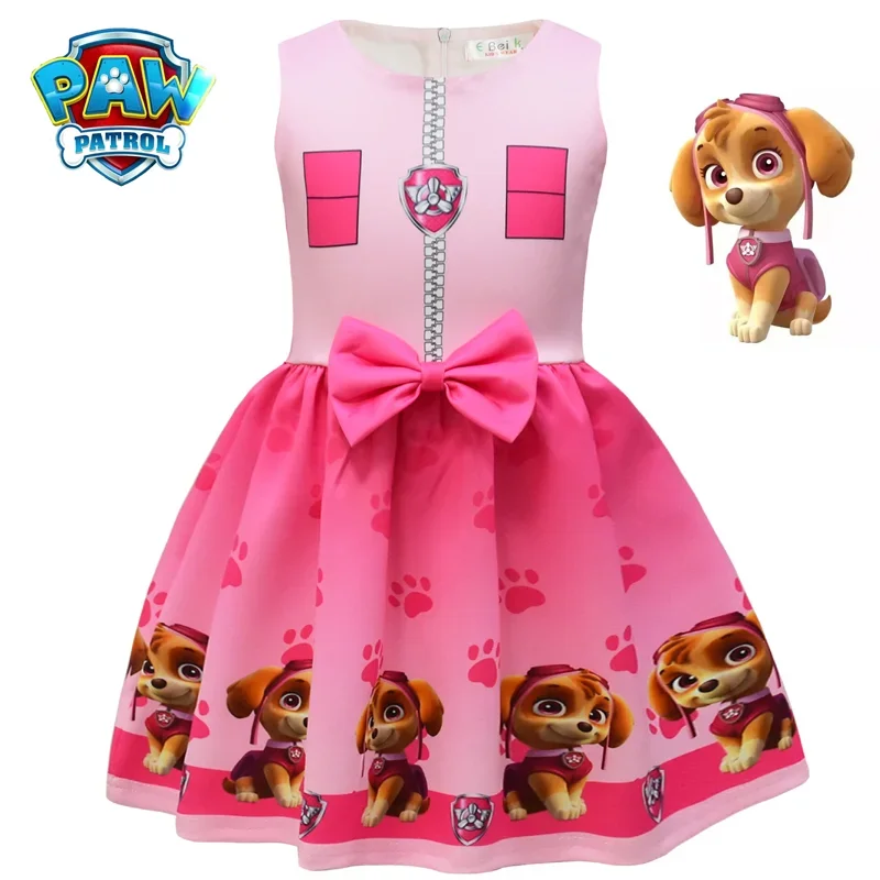 Vestito Paw Patrol Per Bambina - Abito Estivo In Cotone, Personaggio Skye - Foto 3