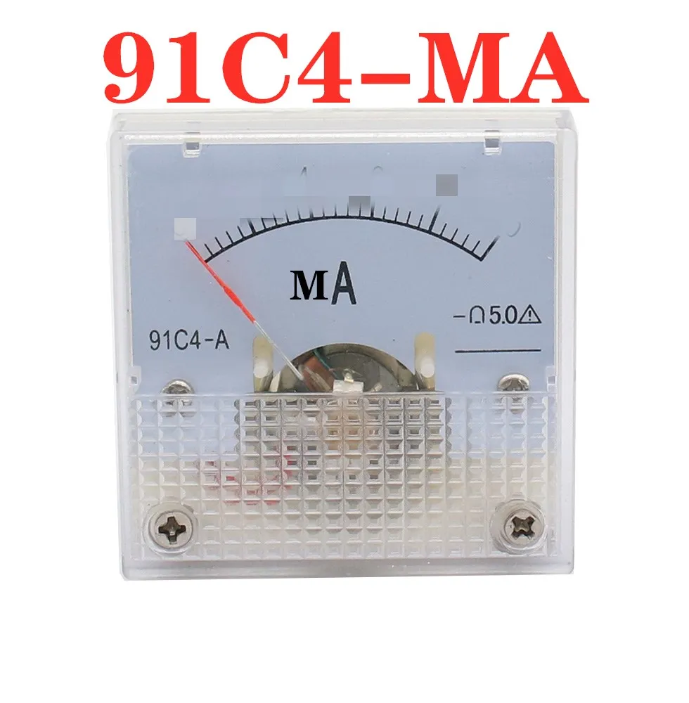 91C4-mA DC Pointer type milliammeter 1mA 5mA 10mA 50mA 100mA 200mA 300mA 500mA Ammeter dc ammeter analog current meter analog voltmeter ammeter