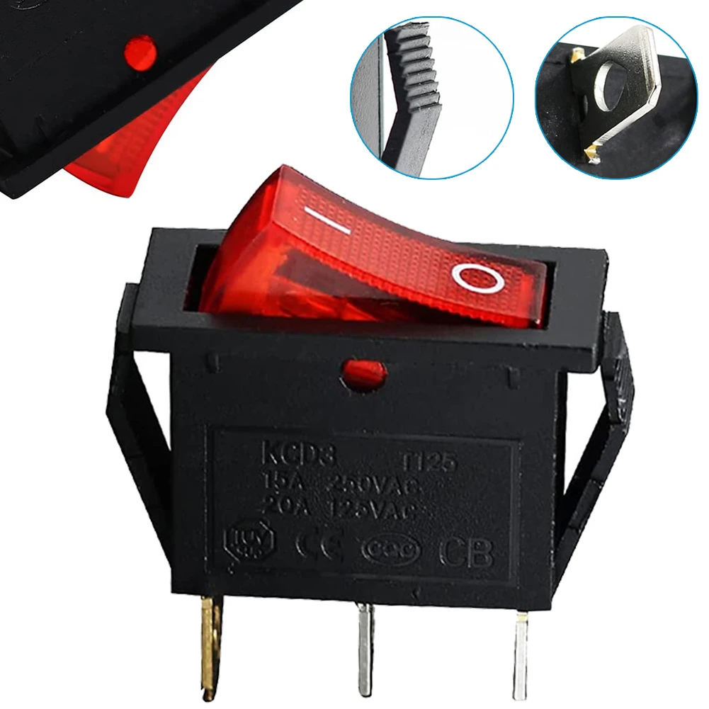 

Power Switch Button Rocker Switch Rocker Switch 12x 3 Pins 3Pin AC 125V 20A AC 250V 16A Boat Cart DPST Durable