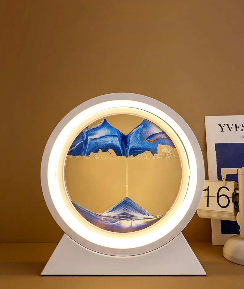 Description Picture 4 of itemQuicksand Table Lamp Sandscape Moving Sand Art LED 3D Hourglass Night Light USB Flowing Sand Painting Bedside Lamps Home Decor