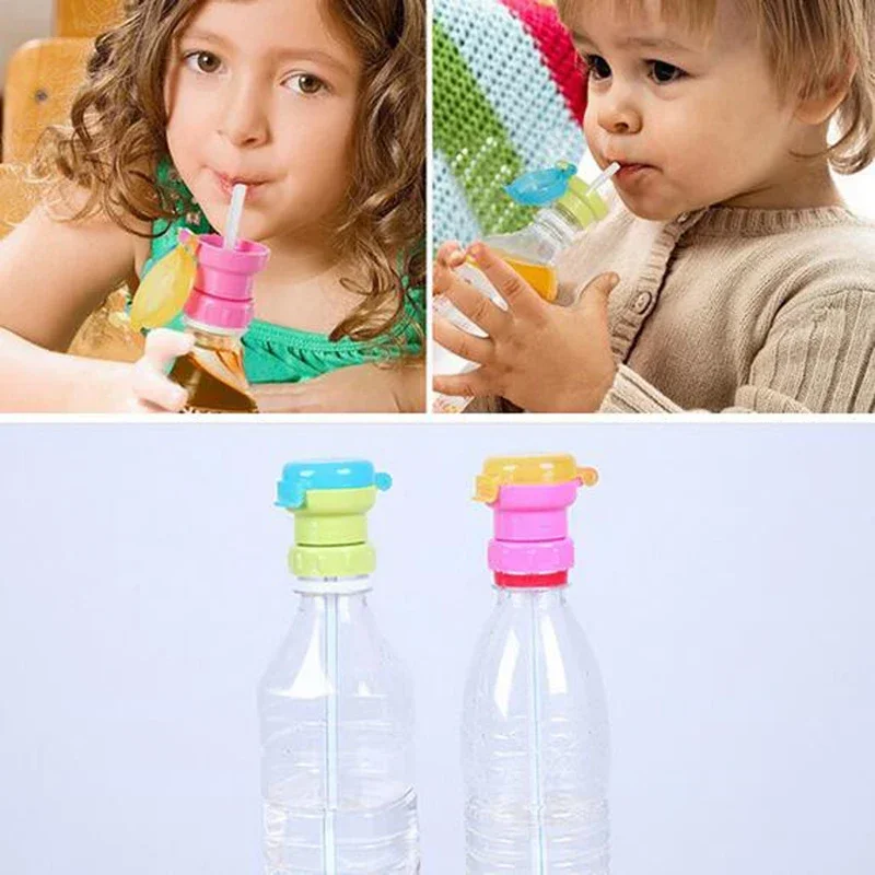 Kid's Water Bottle Cap Spill Proof  Soda Water With Straw Safety Drink Straw Cup Safe Drink Straw Sippy Cup Rotary Cup