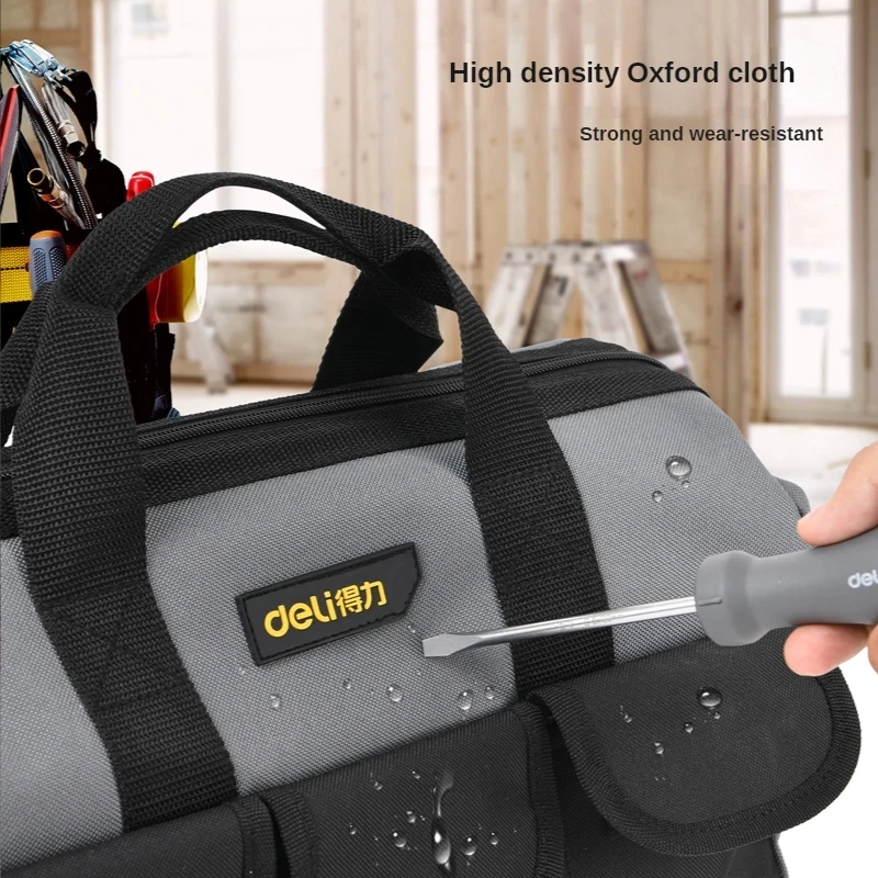 Deli-Oxford pano eletricista Tool Kit, ferramentas multifunções organizadores, saco de punho masculino, 13