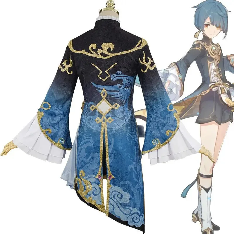 

Костюм для косплея XingQiu из аниме Xing Qiu Wigs Game Genshin ударопрочная рубашка брюки глаз Бога наряд на Хэллоуин костюм для вечеринки в подарок