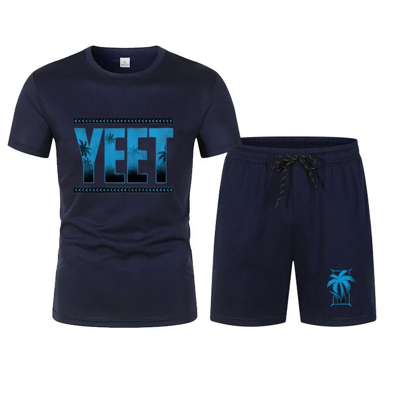2024 New Men's Black Jey Uso Yeet T-Shirt Shorts Set Summer Short Sleeve Men Overiszed Suits 2024 New Causal Clothing Sets 2