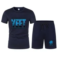 2024 New Men's Black Jey Uso Yeet T-Shirt Shorts Set Summer Short Sleeve Men Overiszed Suits 2024 New Causal Clothing Sets 2